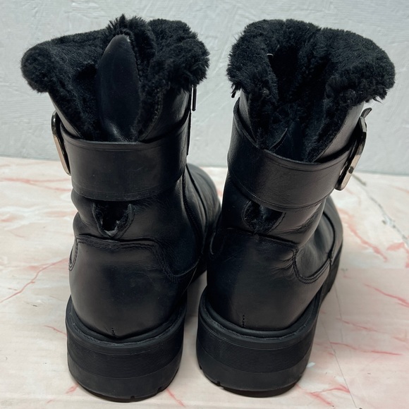 ZARA Leather Fur Lined Ankle Boots Booties Sz 9/40 - Picture 2 of 9